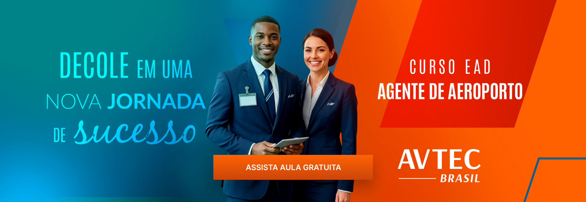 Banner do curso de agente de aeroporto EAD da AVTEC Brasil, comece sua carreira na aviação